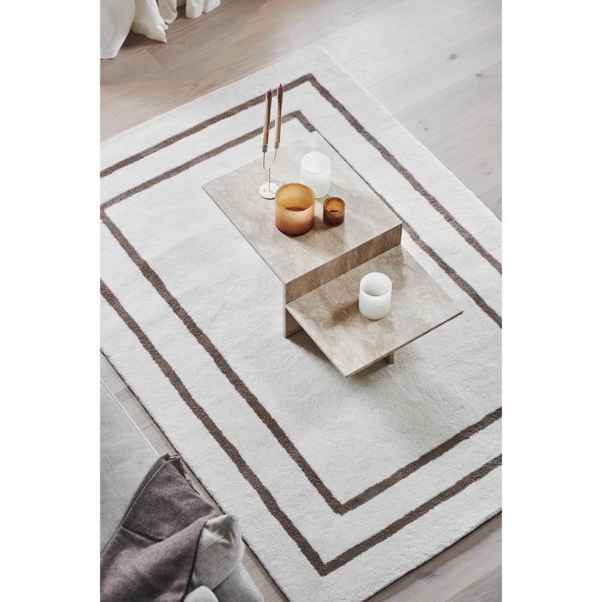 Borders wool carpet white-beige 170x240 cm – image 6