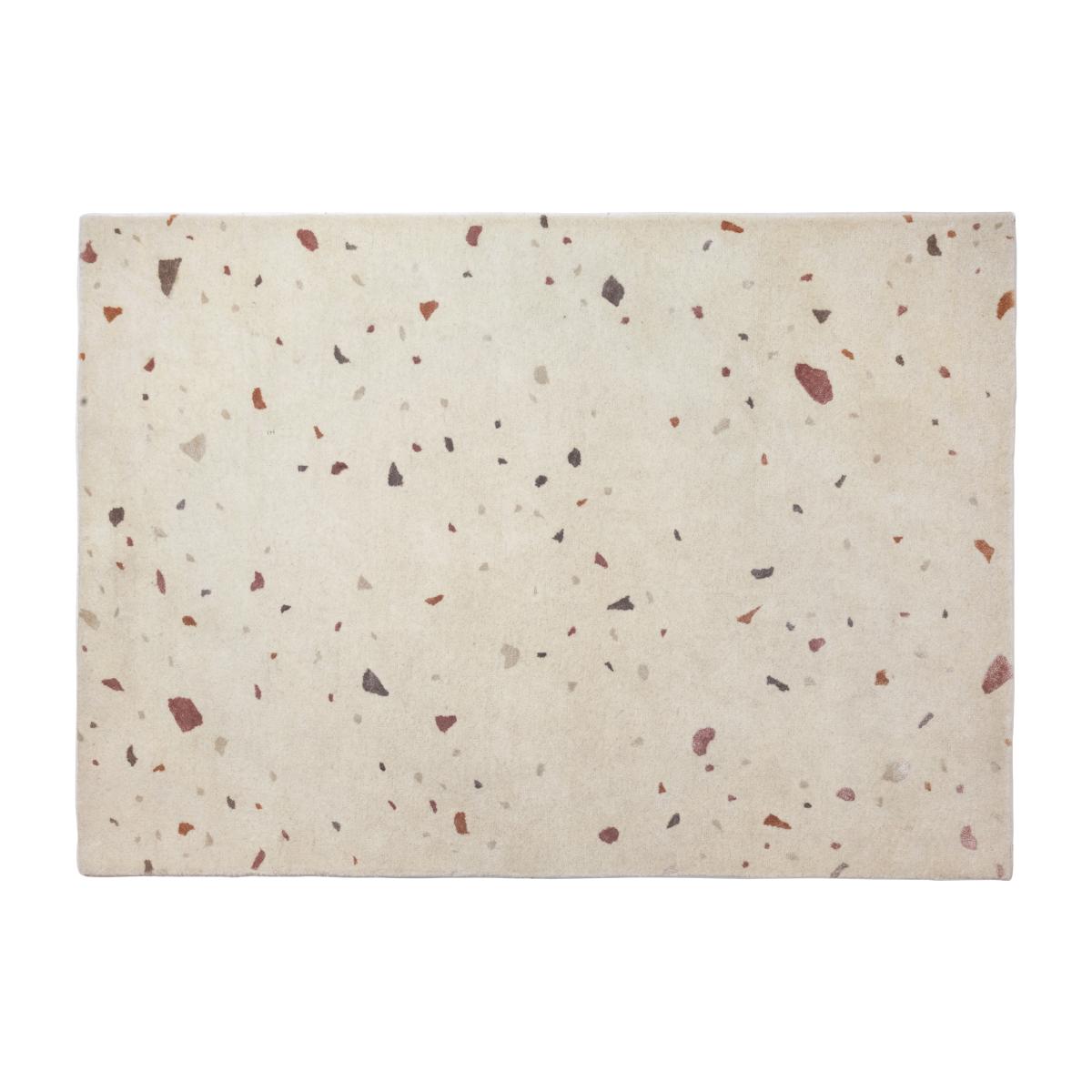 Terrazzo wool carpet 140x200 cm light grey-red spot