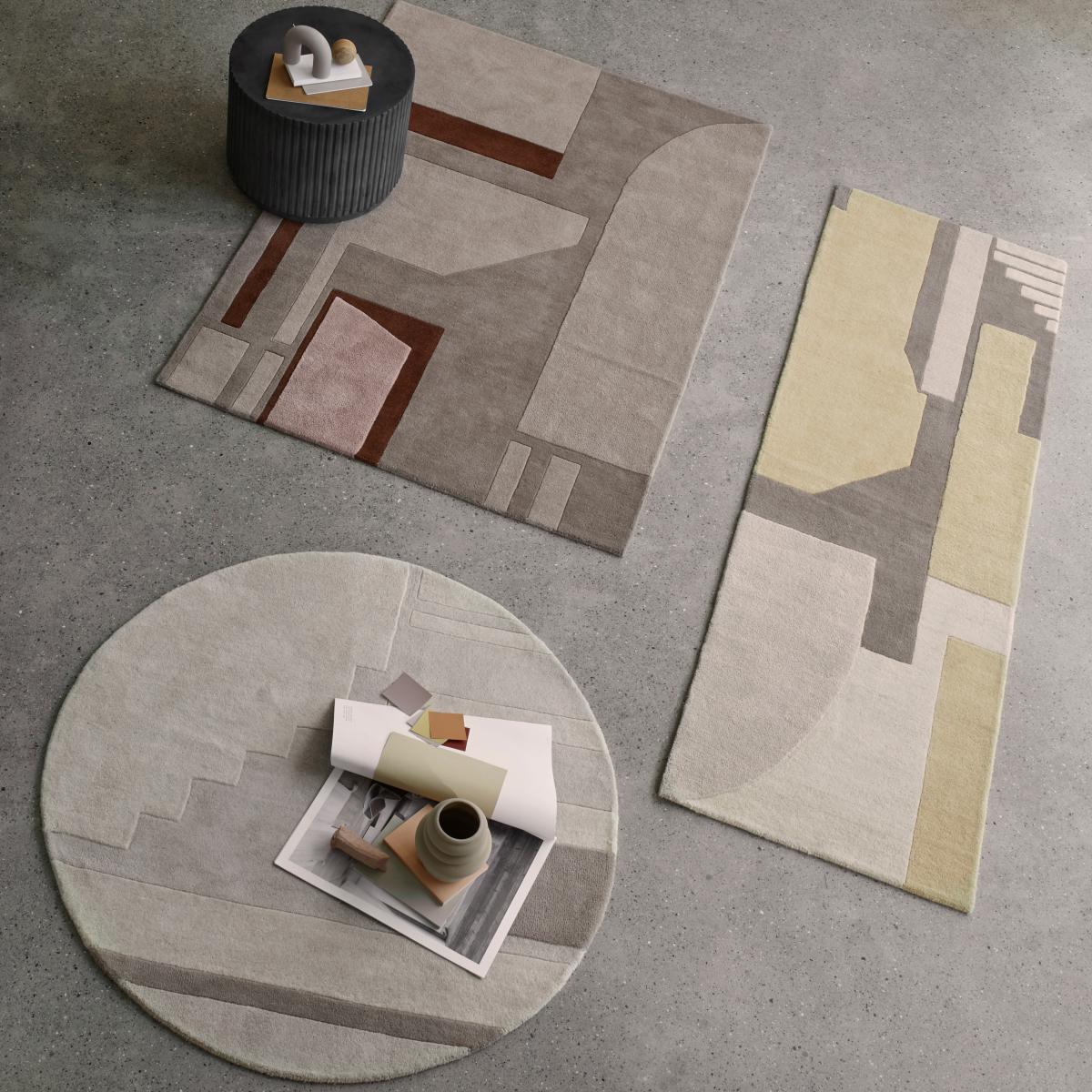 Line wool carpet Ø140 cm beige-brown – image 2