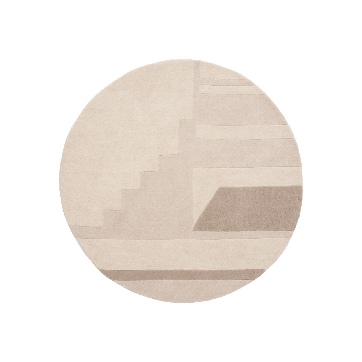 Line wool carpet Ø140 cm beige-brown – image 1