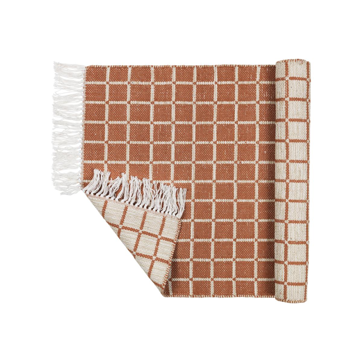 Henny cotton rug 70x140 cm light grey-rustic brown