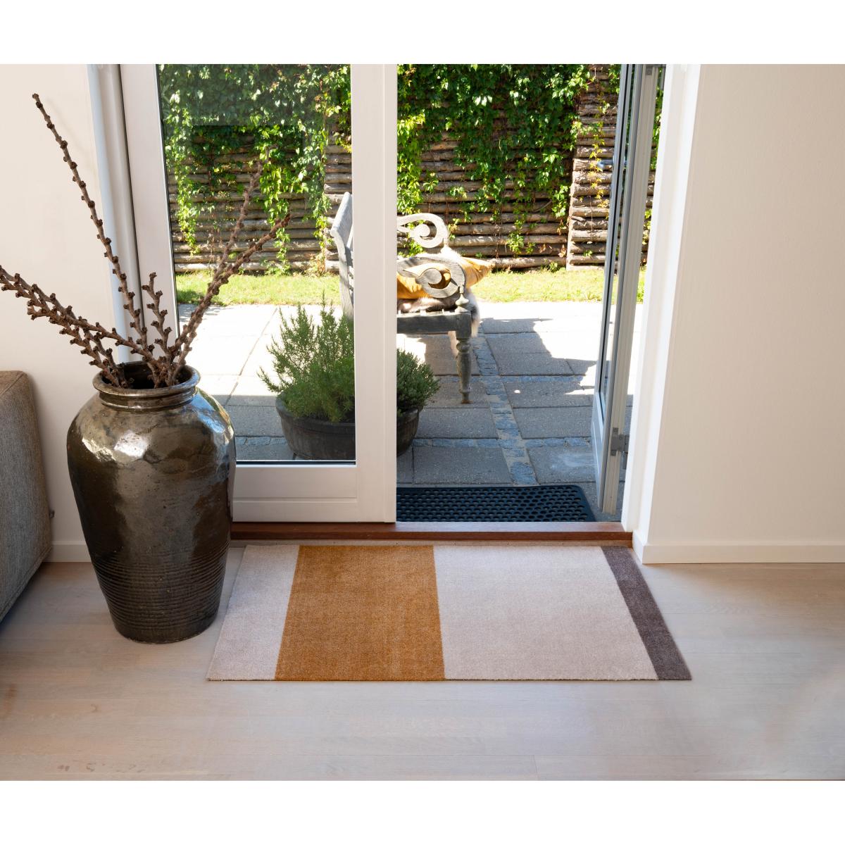 tica copenhagen Stripes by tica. horizontal. hallway rug Ivory-dijon-brown. 67x120 cm – image 4