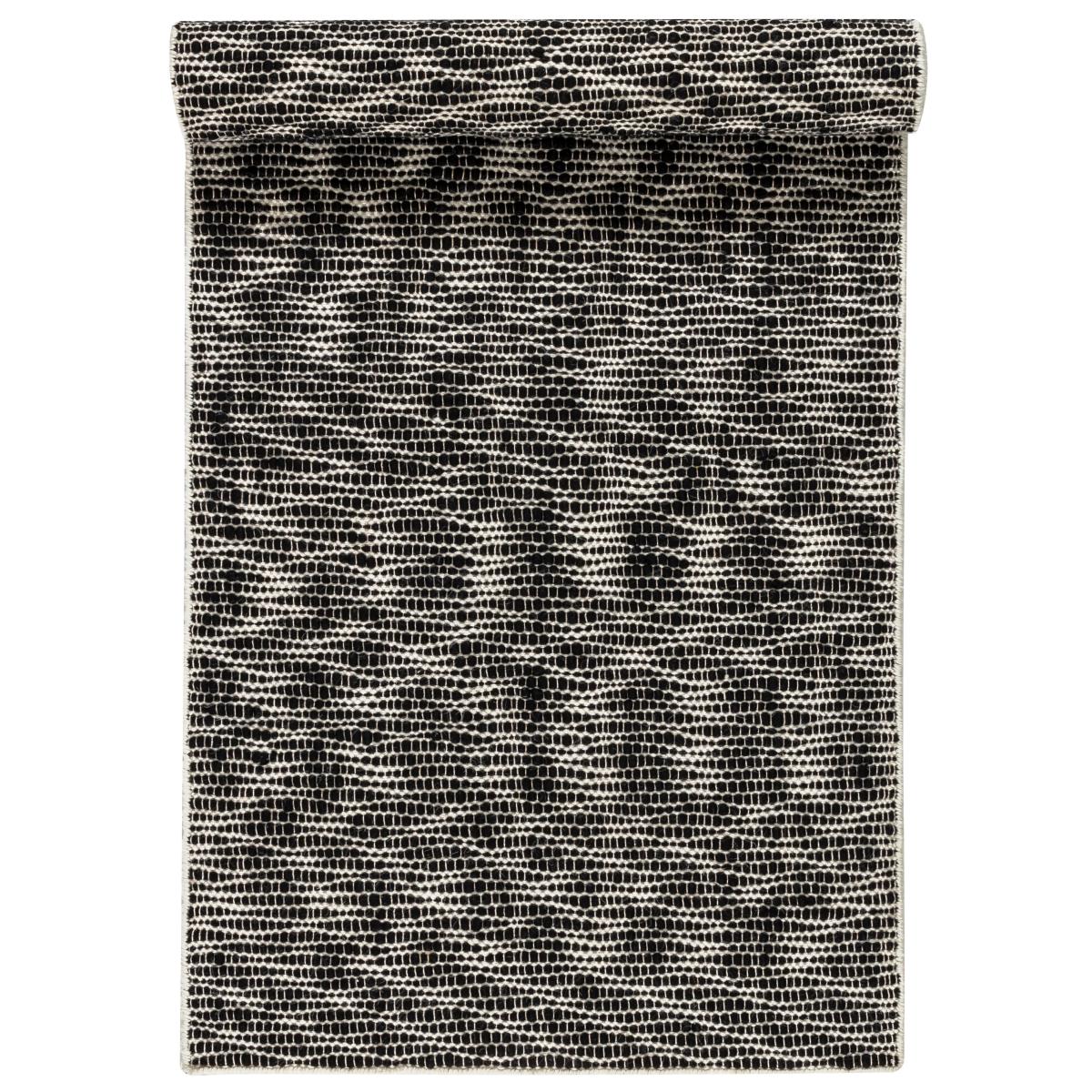 Pebble wool carpet black 80x240 cm – image 2