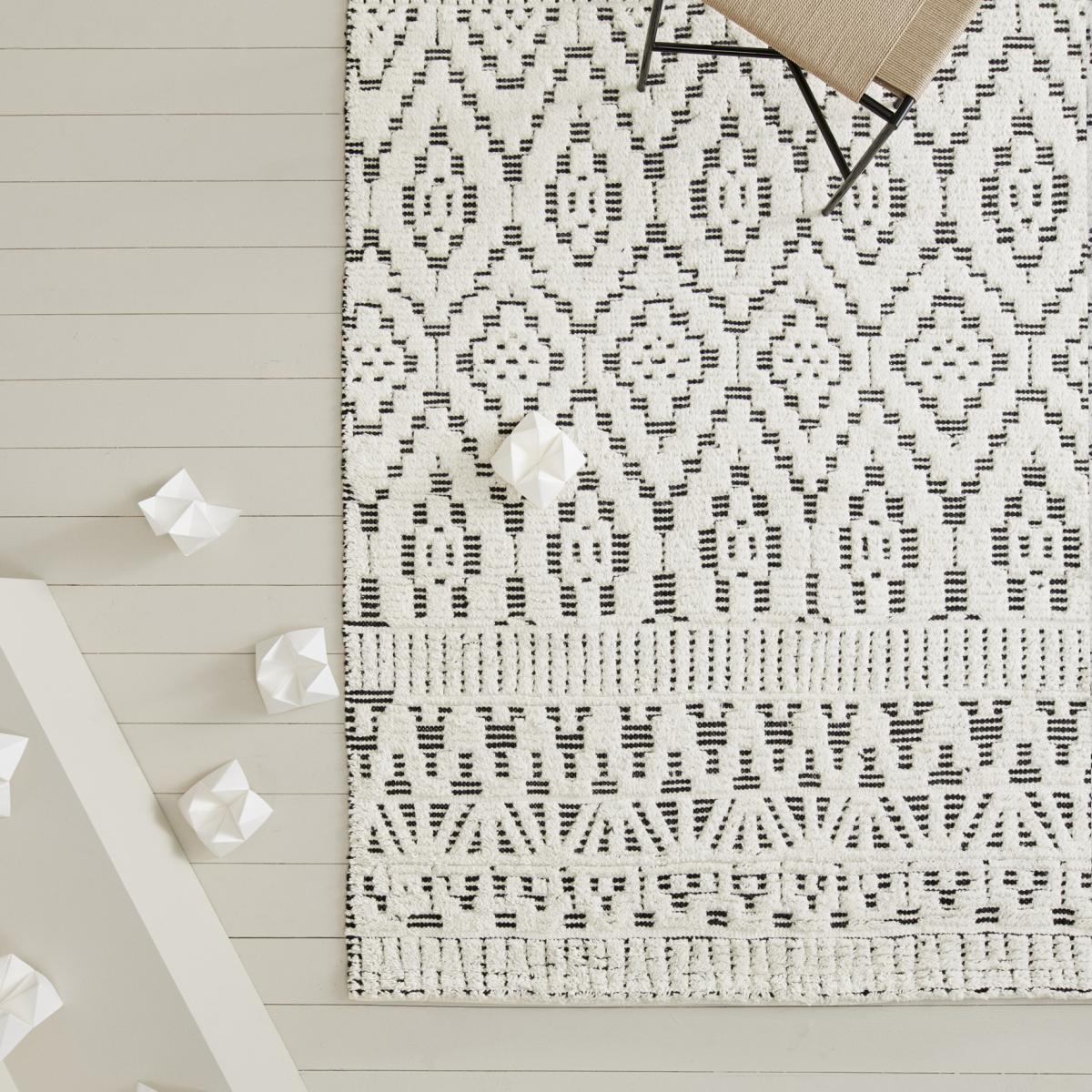 Zelbio wool carpet 200x300 cm White-black – image 3