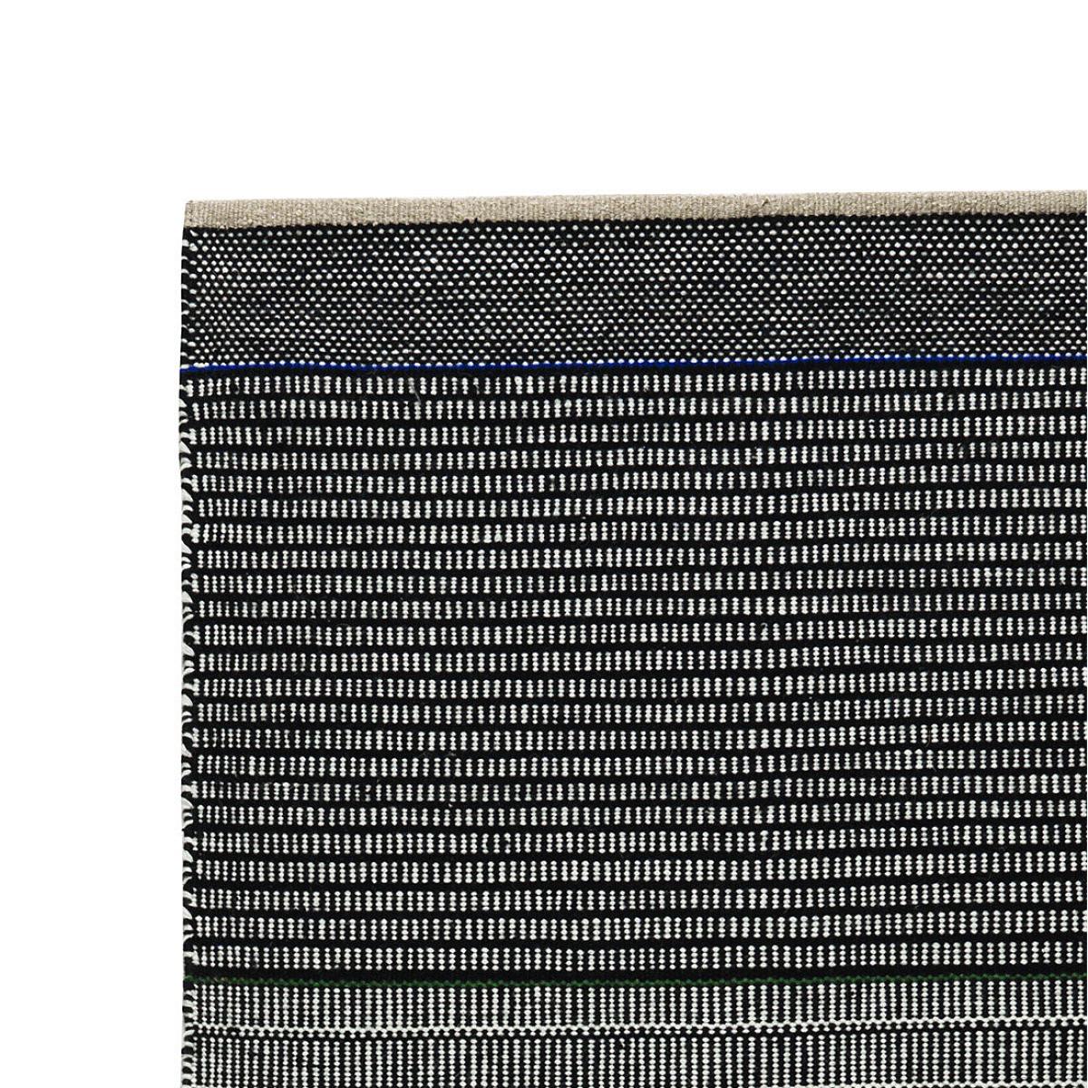 Tribulus One wool carpet 80x250 cm black, white, blue, green – image 2