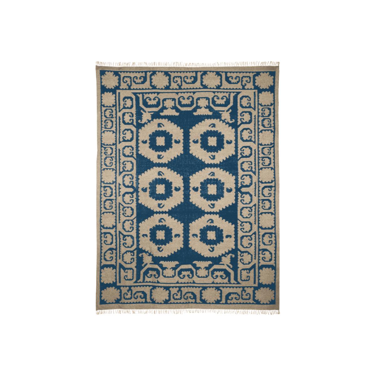 OKA, Chelak Wool Rug, Large - Indigo, Rugs, Cotton/Wool, Geometric – image 1