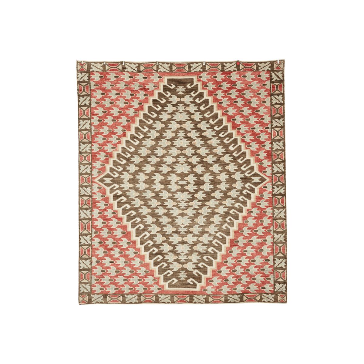 OKA, Florine Rug - Red & Dark Taupe, Rugs, Cotton/Wool, Geometric – image 1
