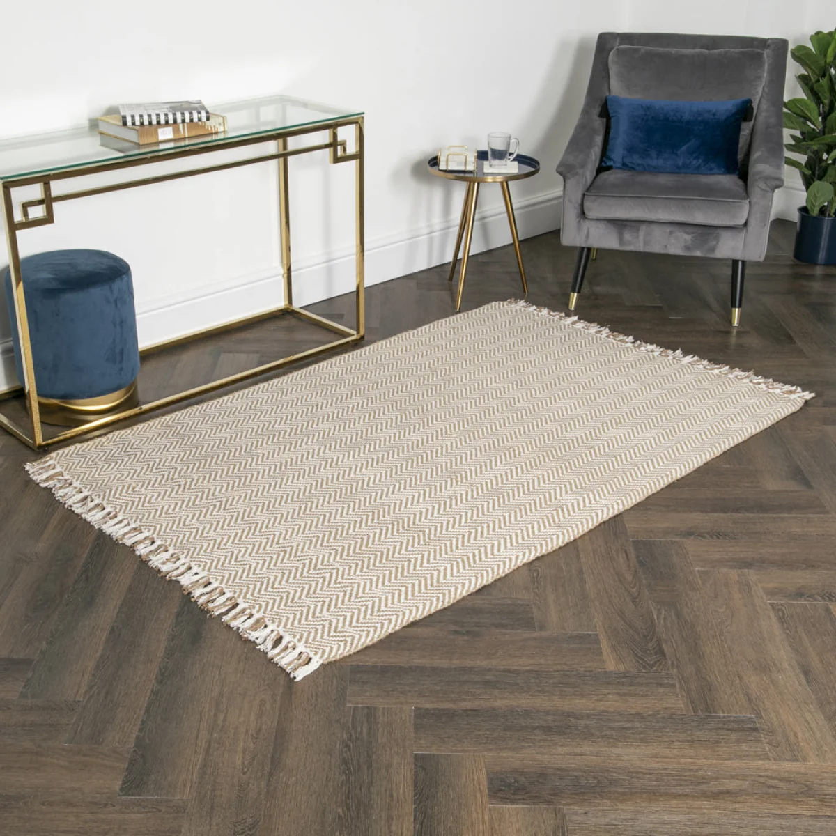 Native Home Zig Zag Jute & Cotton Rug 120 x 180 cm