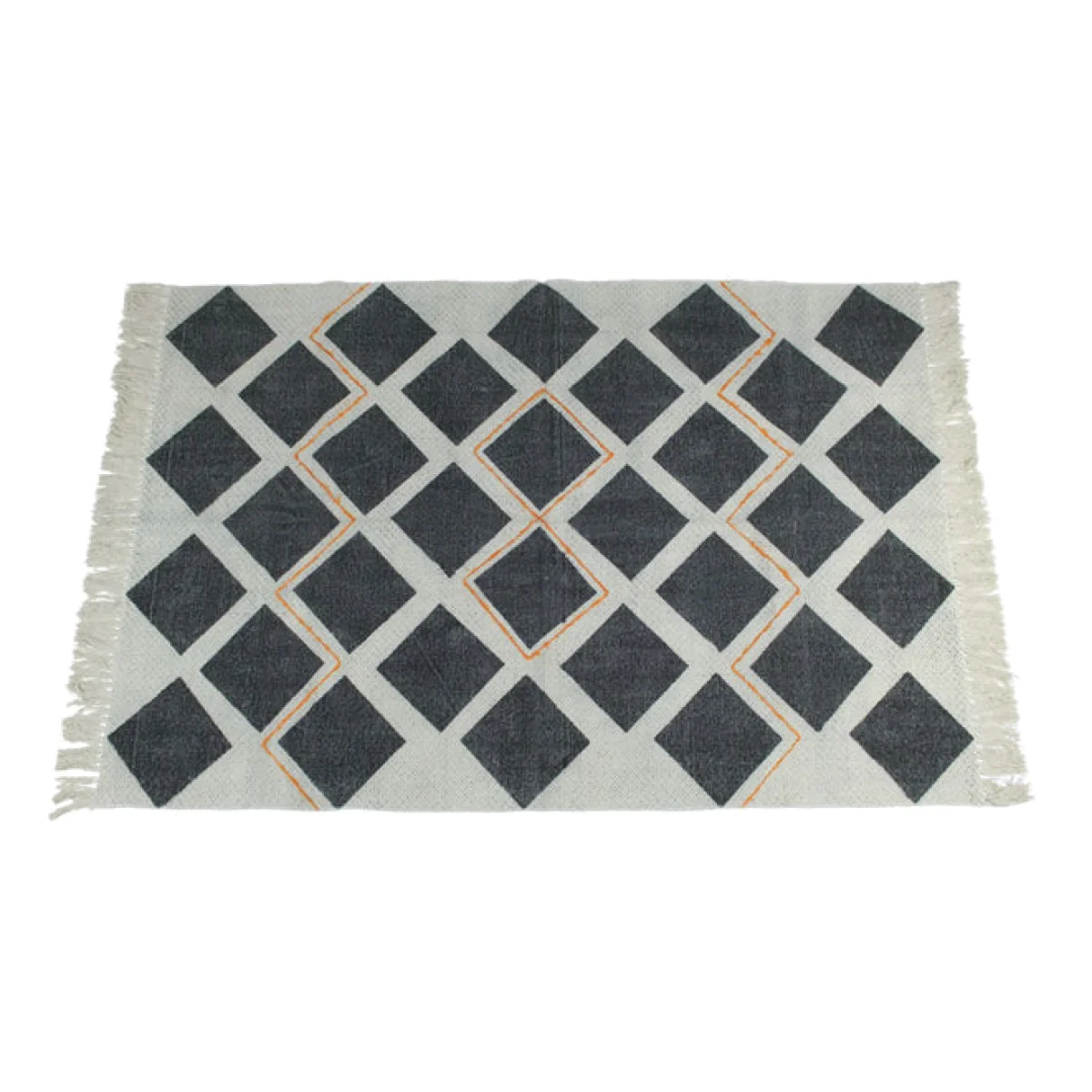 Libra Cotton Rug / Black/Orange / Patterned – image 1