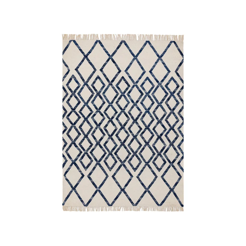 Asiatic Carpets Hackney Hand Woven Rug Diamond Blue - 120 x 170cm