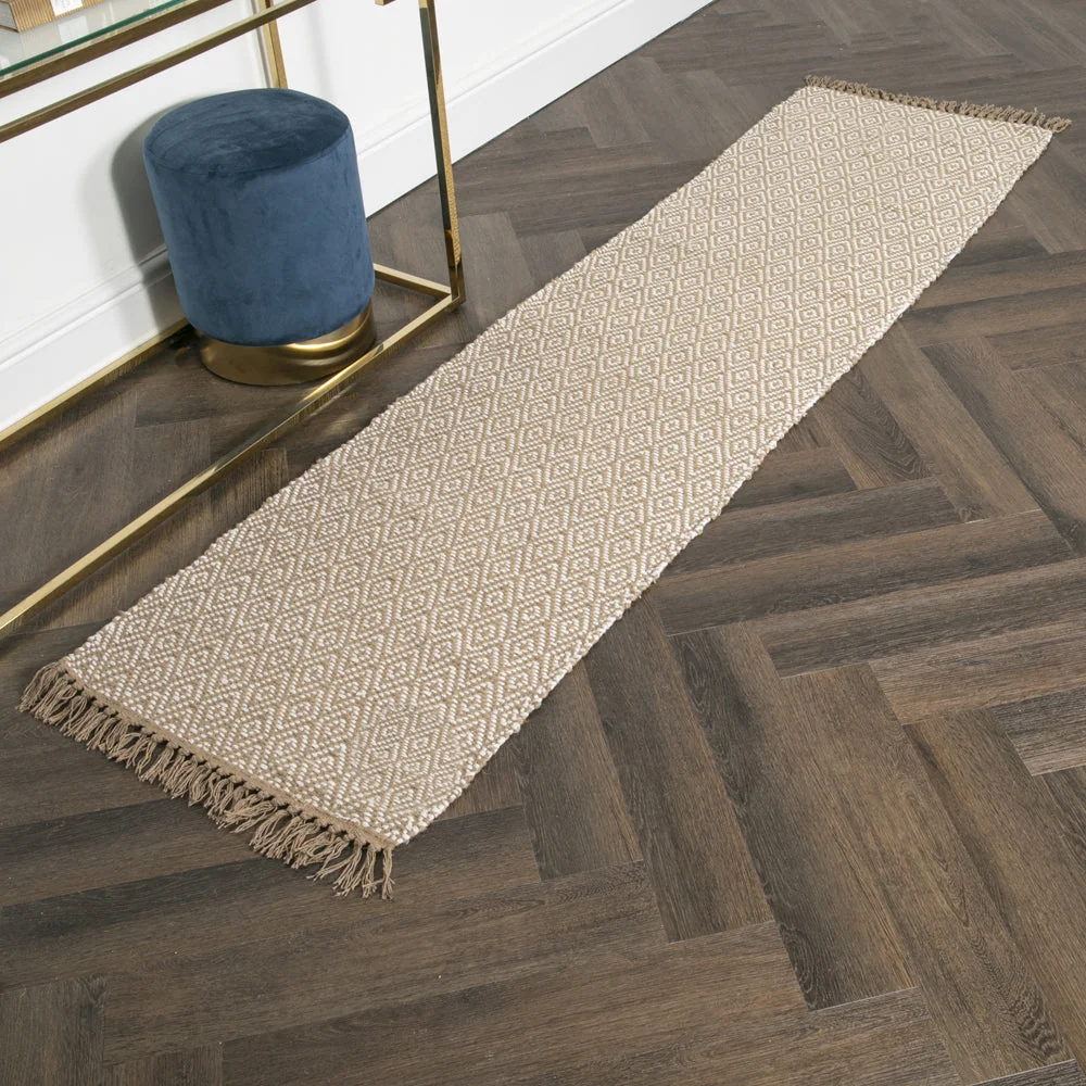 Native Home Geometric Jute & Cotton Runner Rug 60 x 230cm