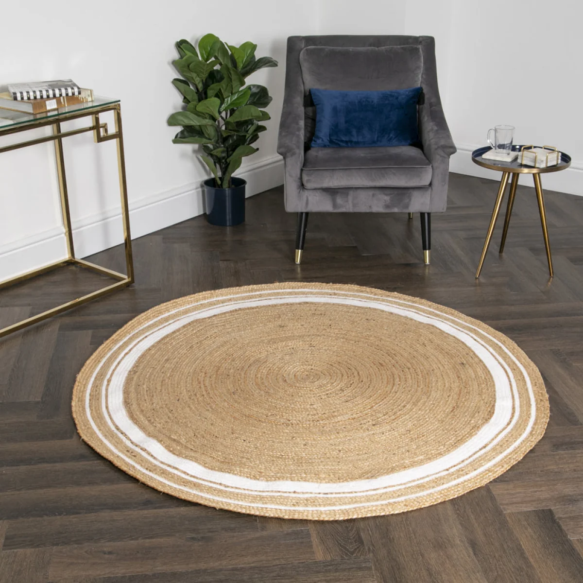 Native Home Striped Round Jute Rug 200 cm