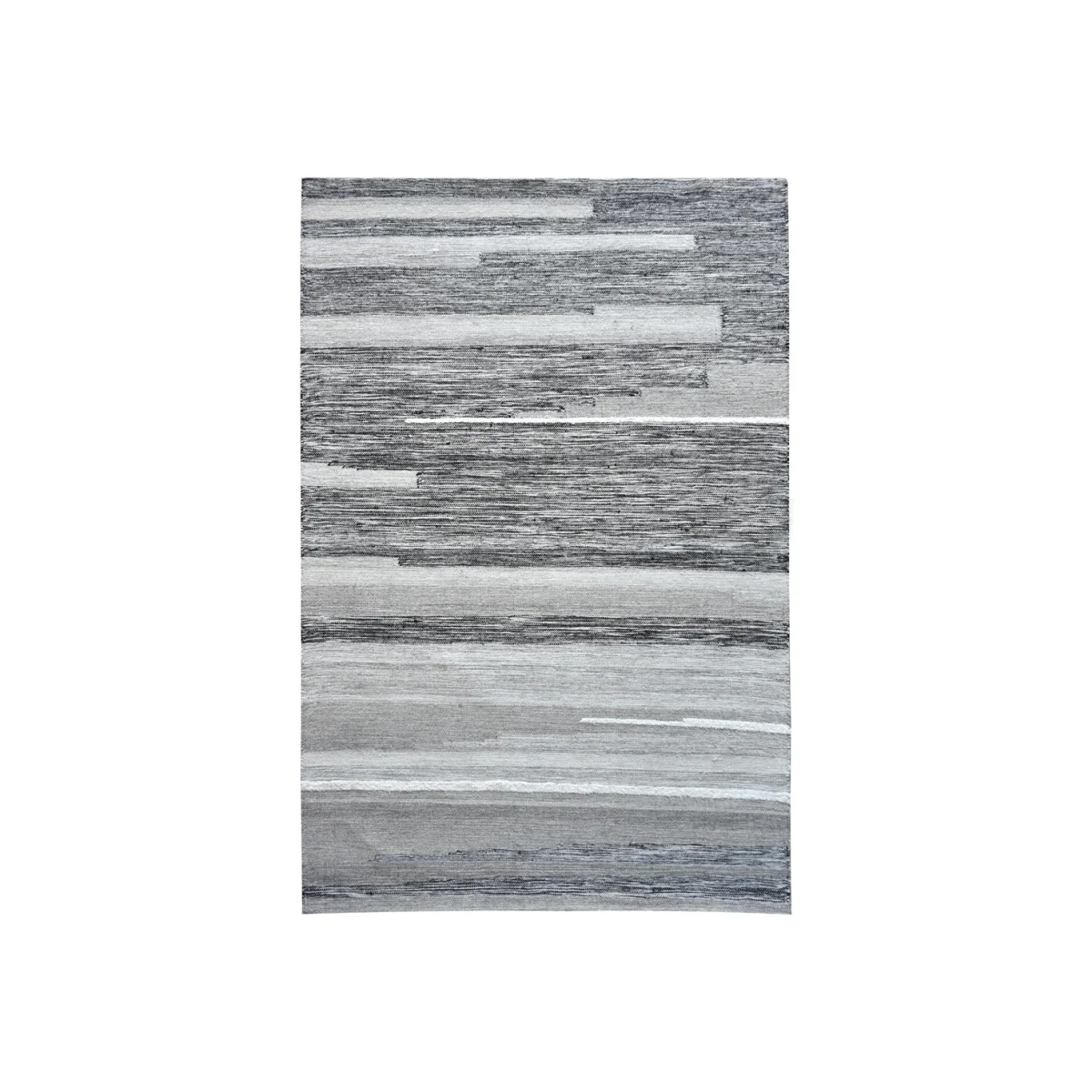 Libra Hede Hand Woven Pit Loom Natural Grey & Black Wool Rug