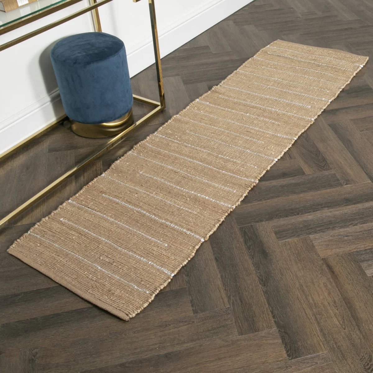 Native Home Woven Stripe Jute Runner Rug 60 x 230 cm
