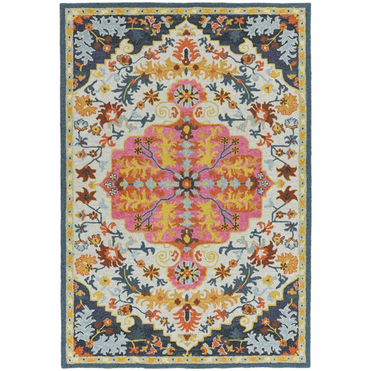 Asiatic Carpets Bronte Fine Loop Hand Tufted Rug Colours Multi Medallion BROC120170MULT - 120 x 170cm – image 2