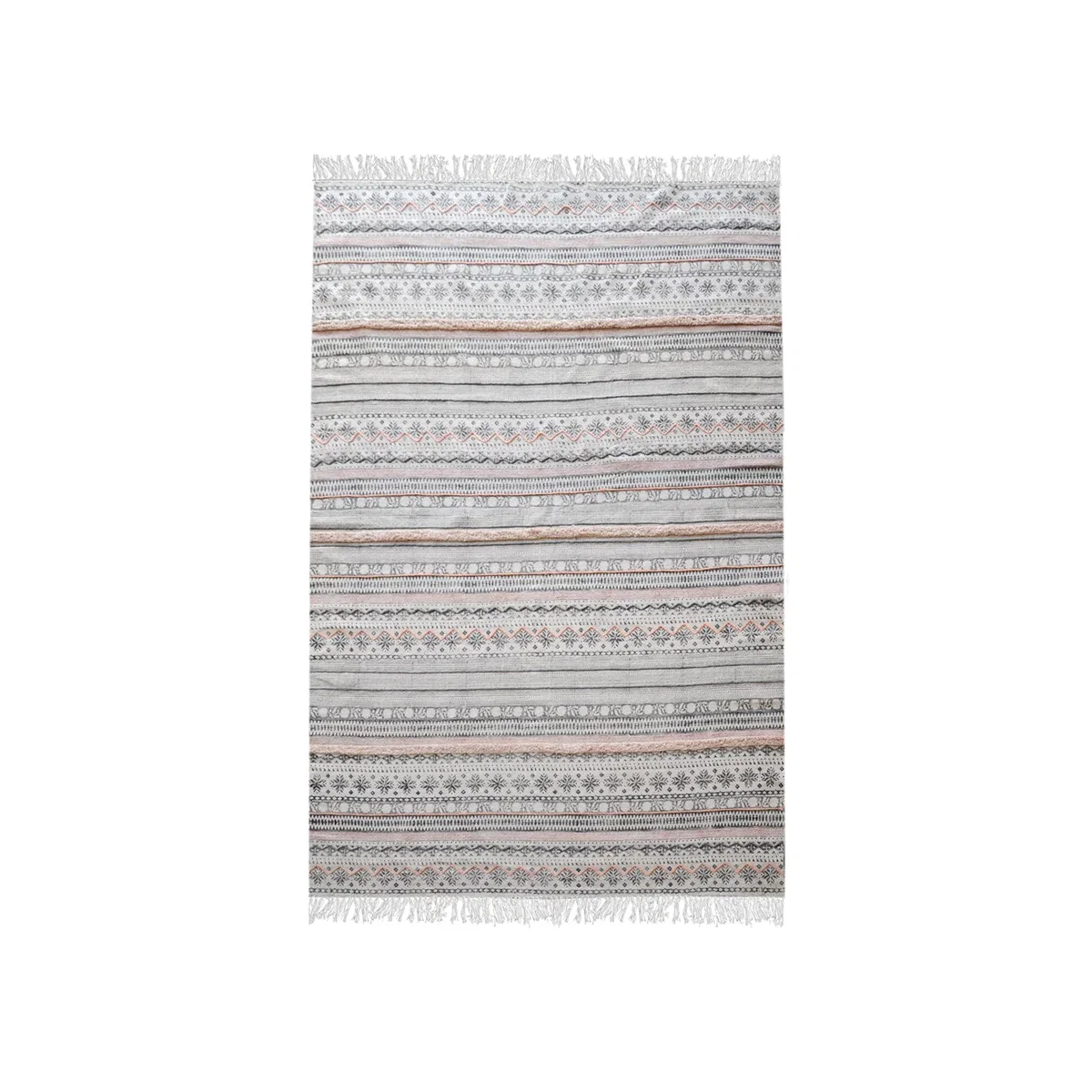 Libra Andujar Hand Woven Pit Loom Grey & Blush Pattern Cotton Rug