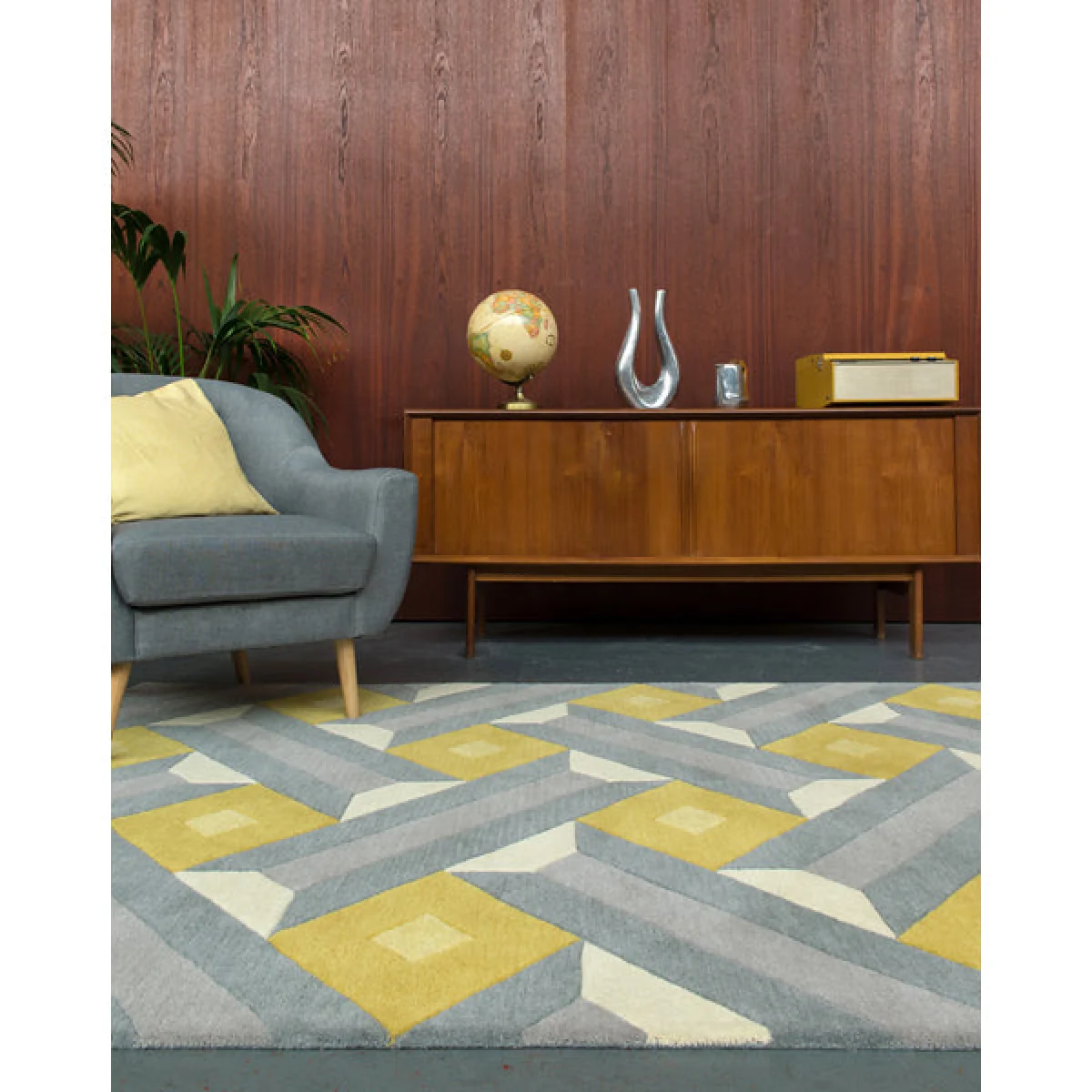 Asiatic Carpets Reef Handtufted Rug Motif Ochre Grey - 120 x 170cm – image 2