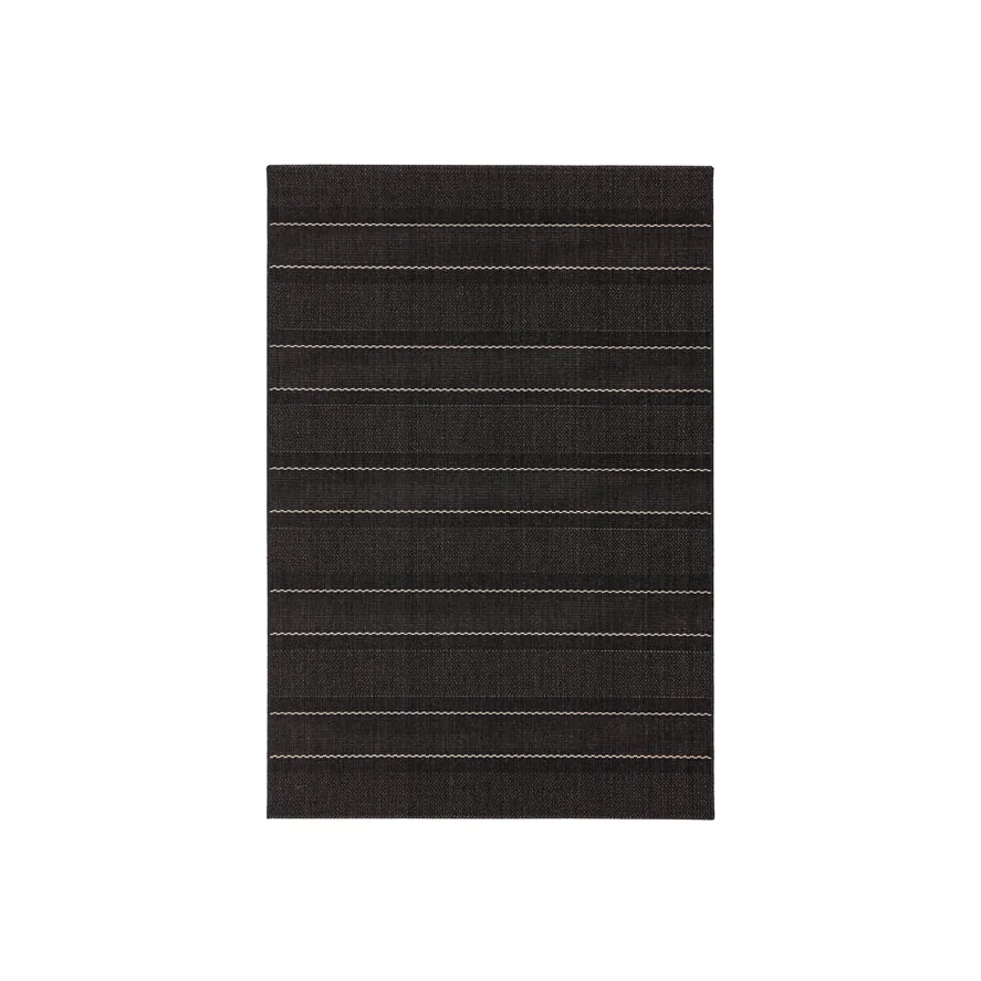 Asiatic Carpets Patio Machine Woven Rug Charcoal Stripe - 80 x 150cm