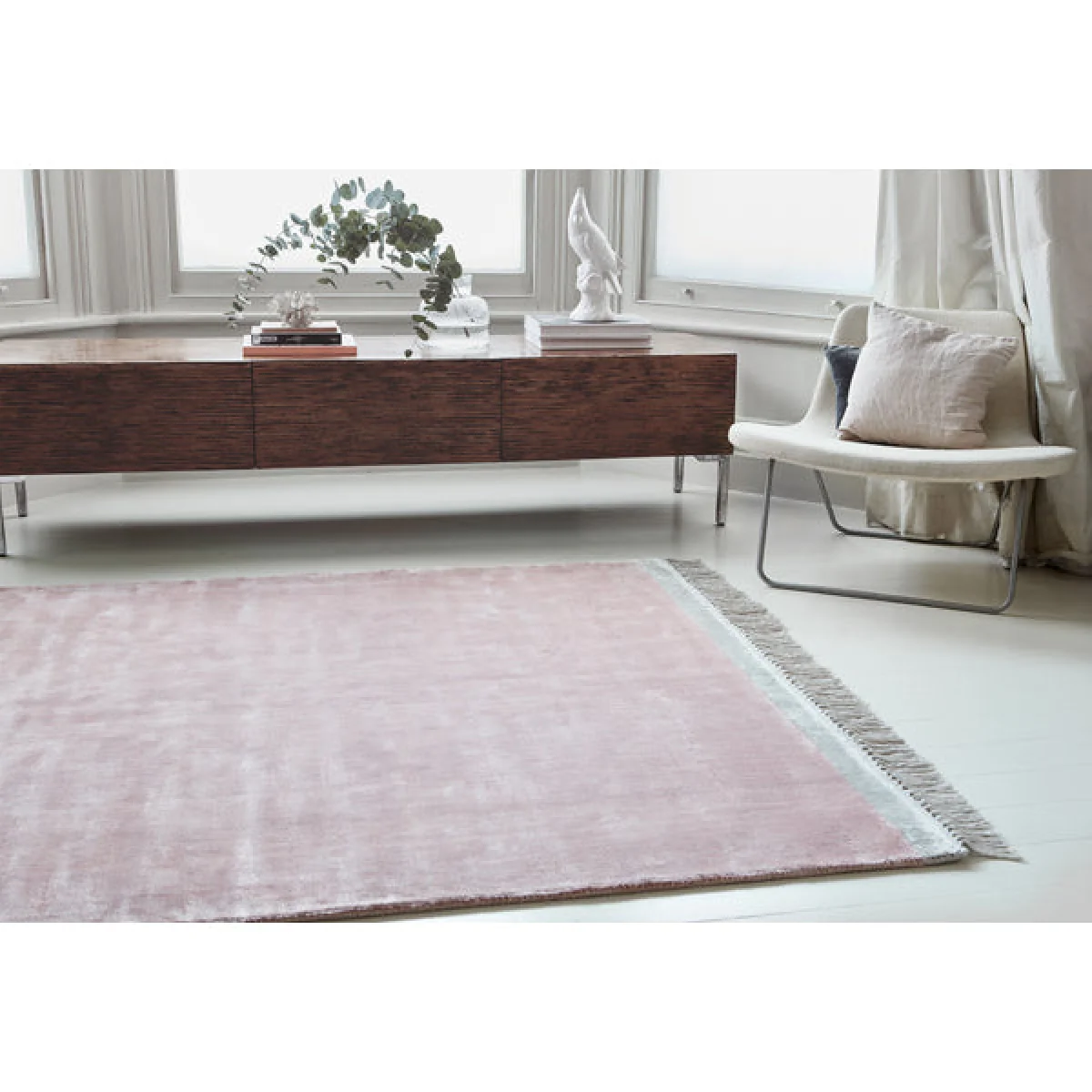 Asiatic Carpets Elgin Hand Woven Rug Pink/ Silver Border - 160 x 230cm – image 6