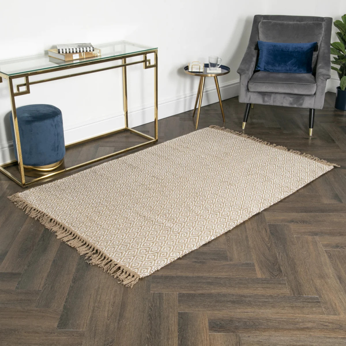 Native Home Geometric Jute & Cotton Rug 120 x 180