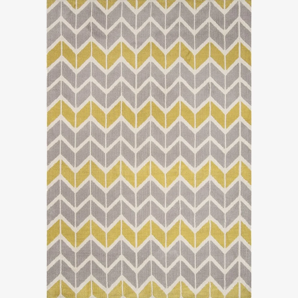 Asiatic Carpets Arlo Machine Knitted Rug Chevron Lemon / Grey - 200 x 300cm