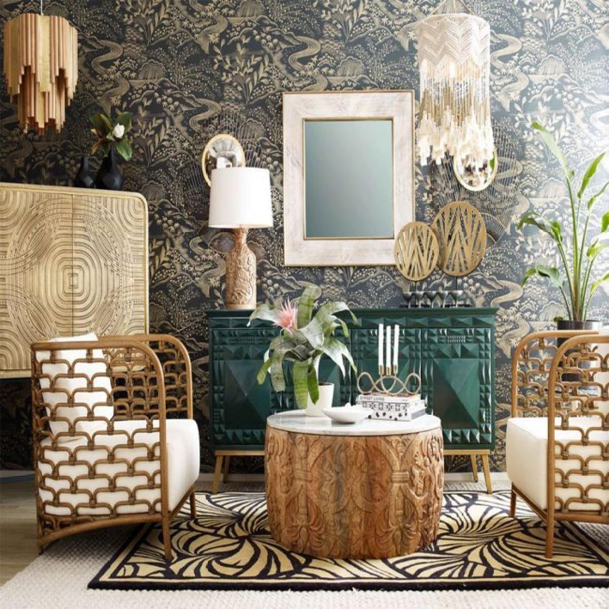 Florence Broadhurst Japanese Fans Gold 39305 Rug – image 3