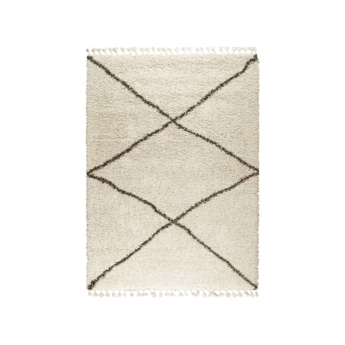 Mastercraft Twilight 039-0004/6933 Shaggy Fringed Rug - Cream/Black - 120cm x 170cm – image 1