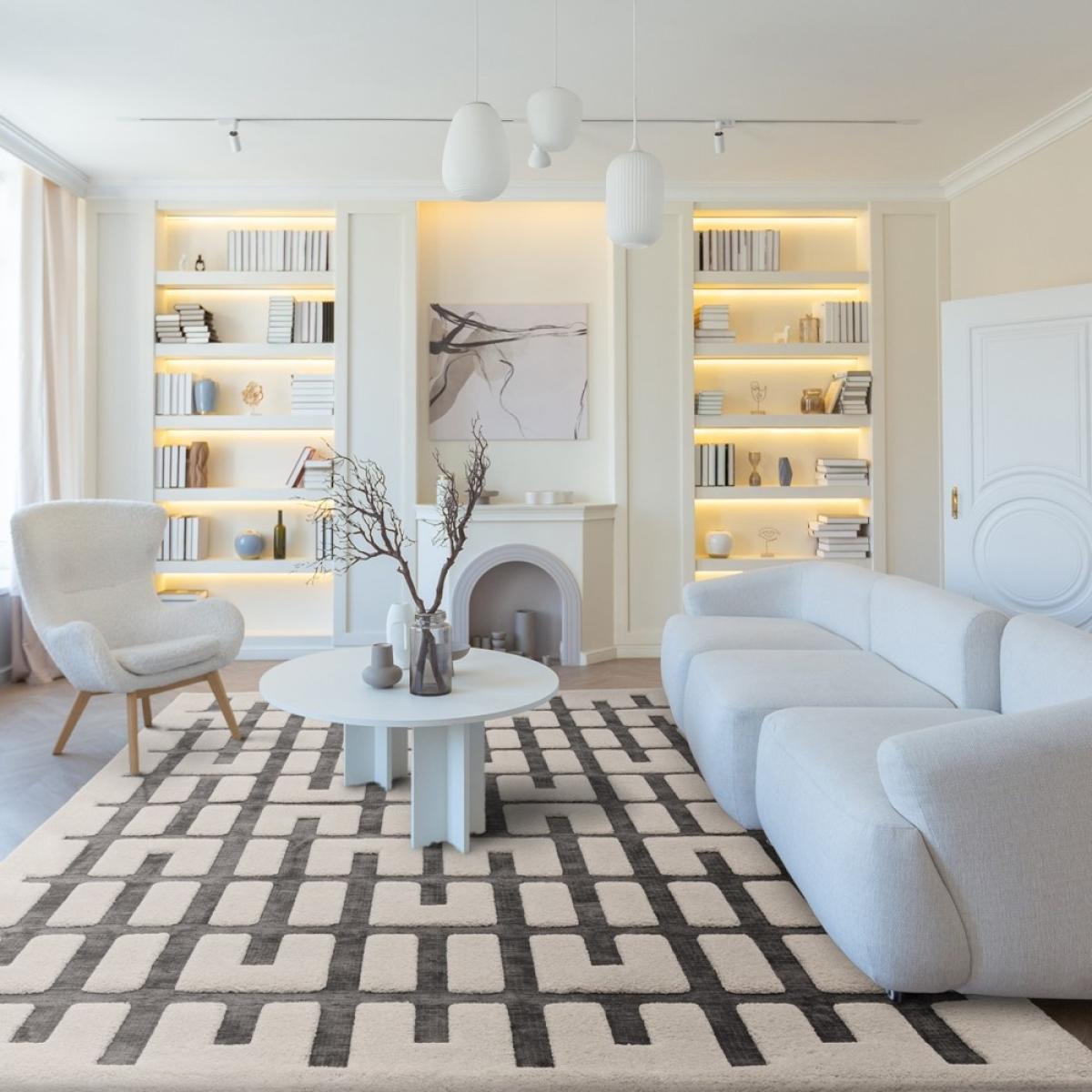 Asiatic Valley Junction Geometric 3D Rug - Charcoal/Ivory - 200cm x 290cm – image 3