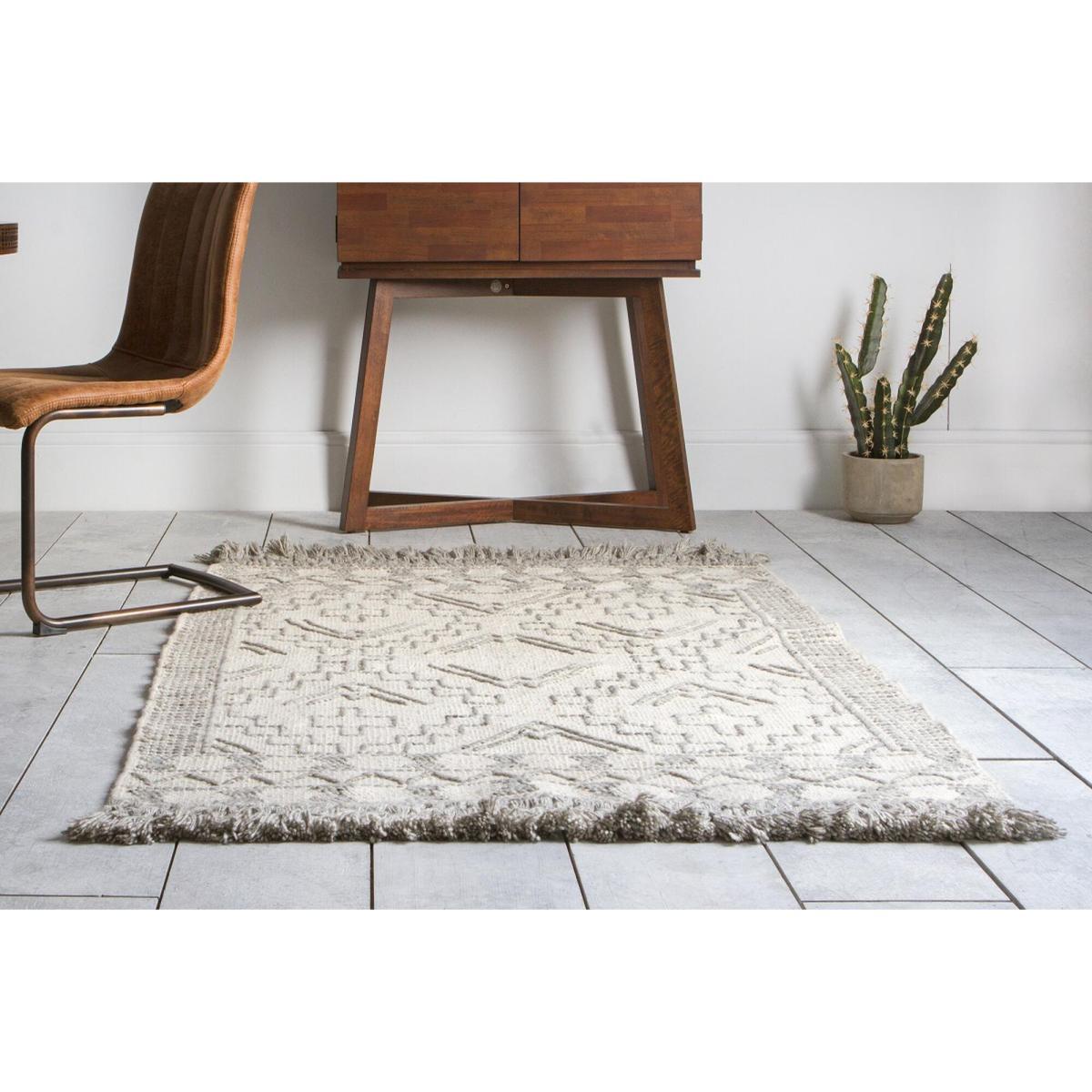 Amara Patterned Rug in Cream & Silver – image 2