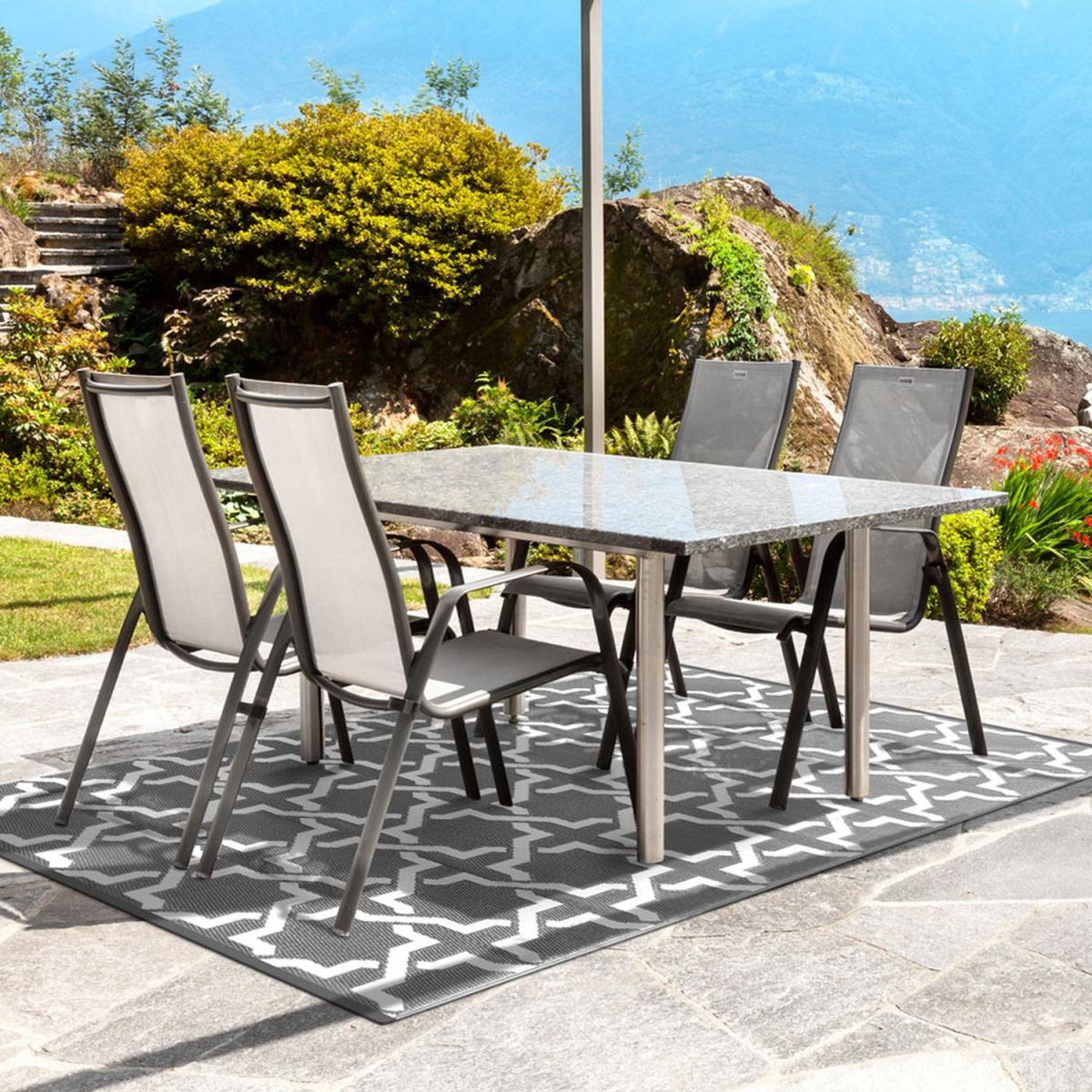 Plastic Outdoor Rug Serene Grey White - Grey / White / 150cm