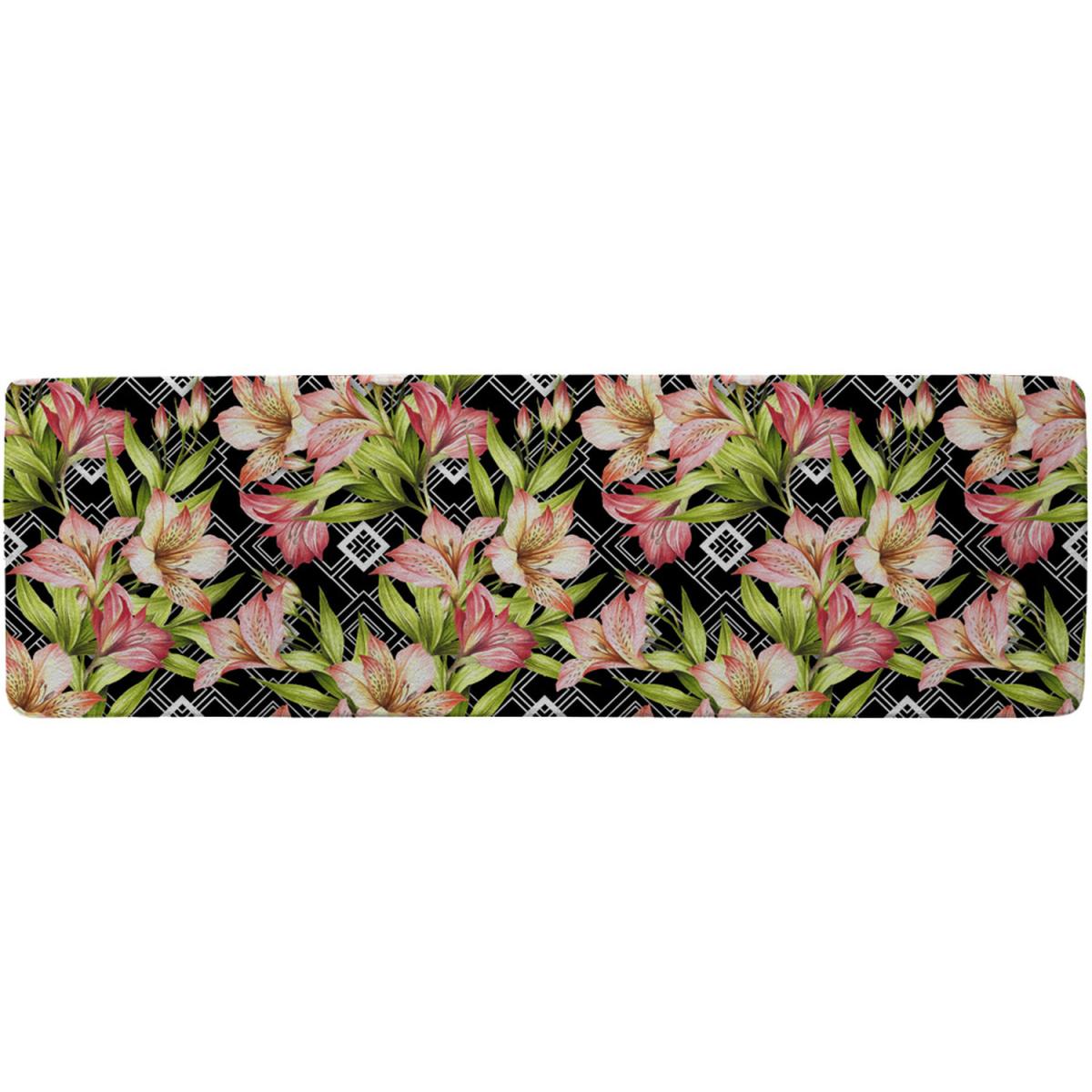 Bright Plants On Geometric Background Runner Rug - Black – image 2