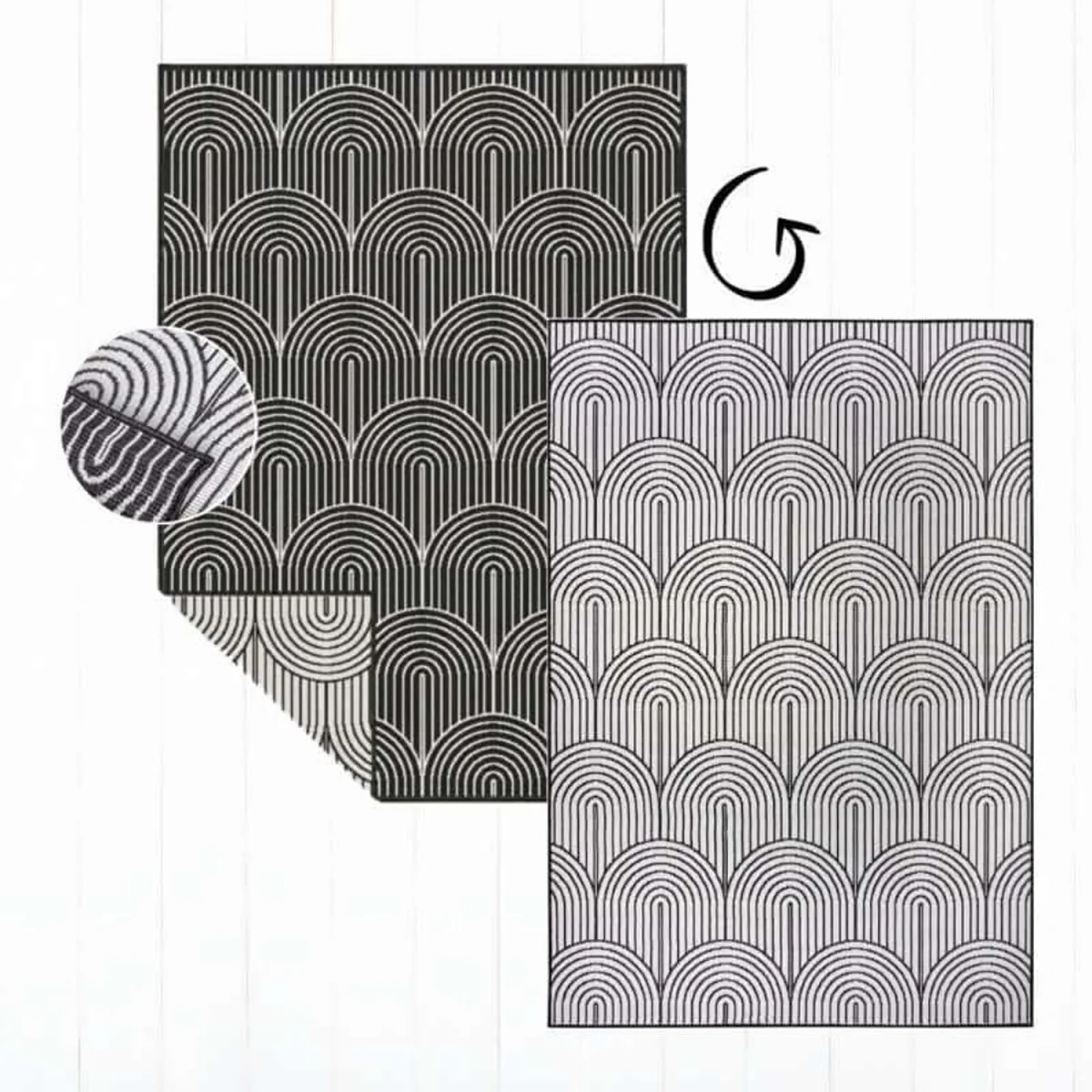 Reversible Pangli Flatweave Indoor & Outdoor Rug Beige - Black / 150.0cm – image 5