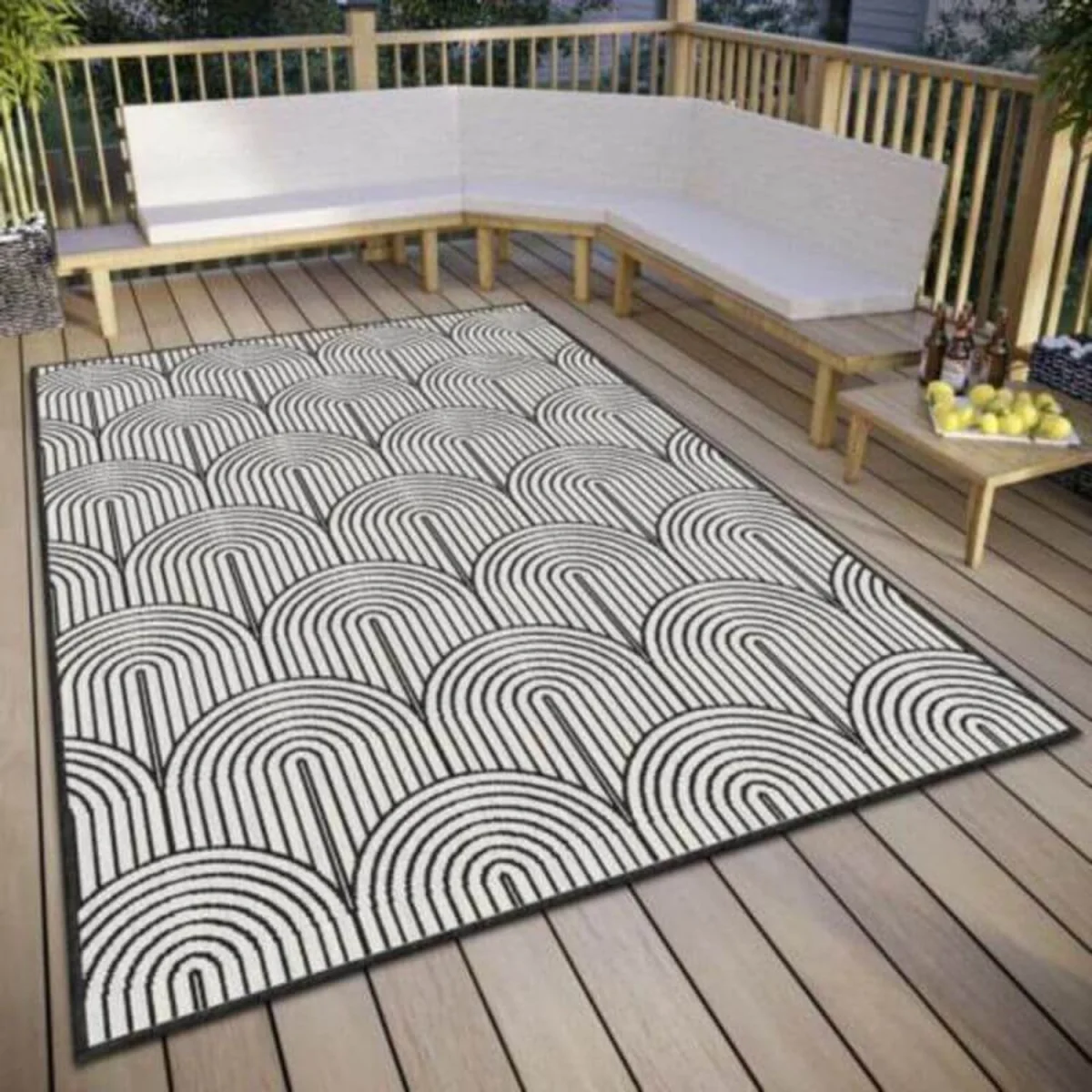 Reversible Pangli Flatweave Indoor & Outdoor Rug Beige - Black / 150.0cm – image 1
