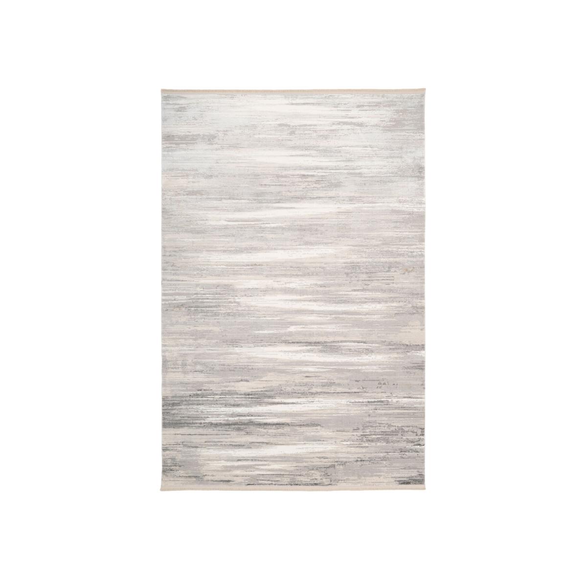 Greige Abstract Fringed Rug - Beige / 230cm