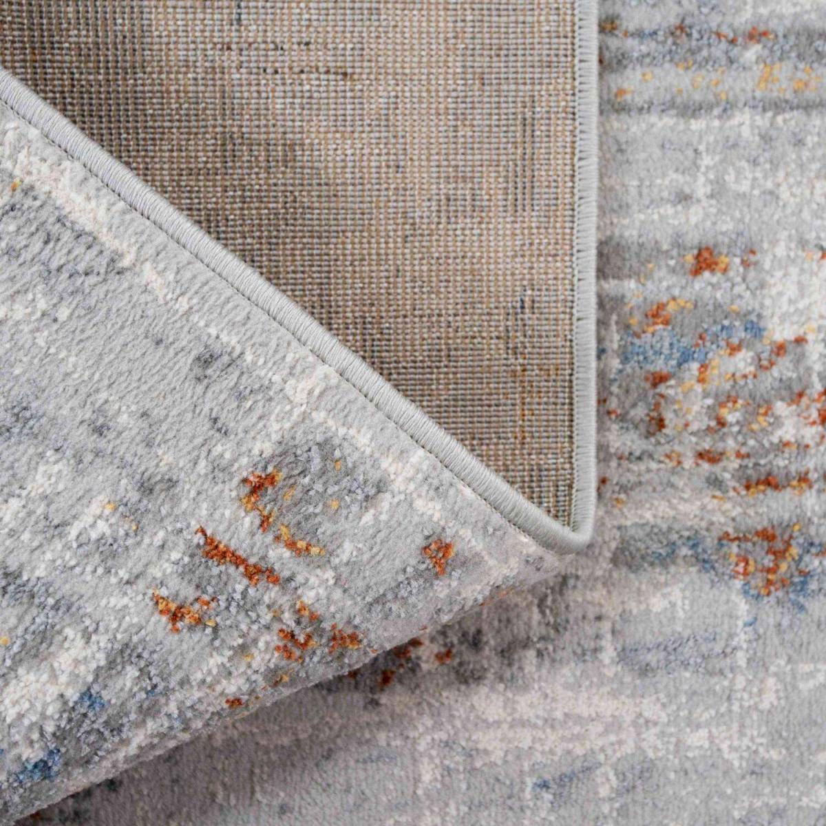 Grey and Terra Distressed Gingham Carpet Rug- Orion - Grey – image 4
