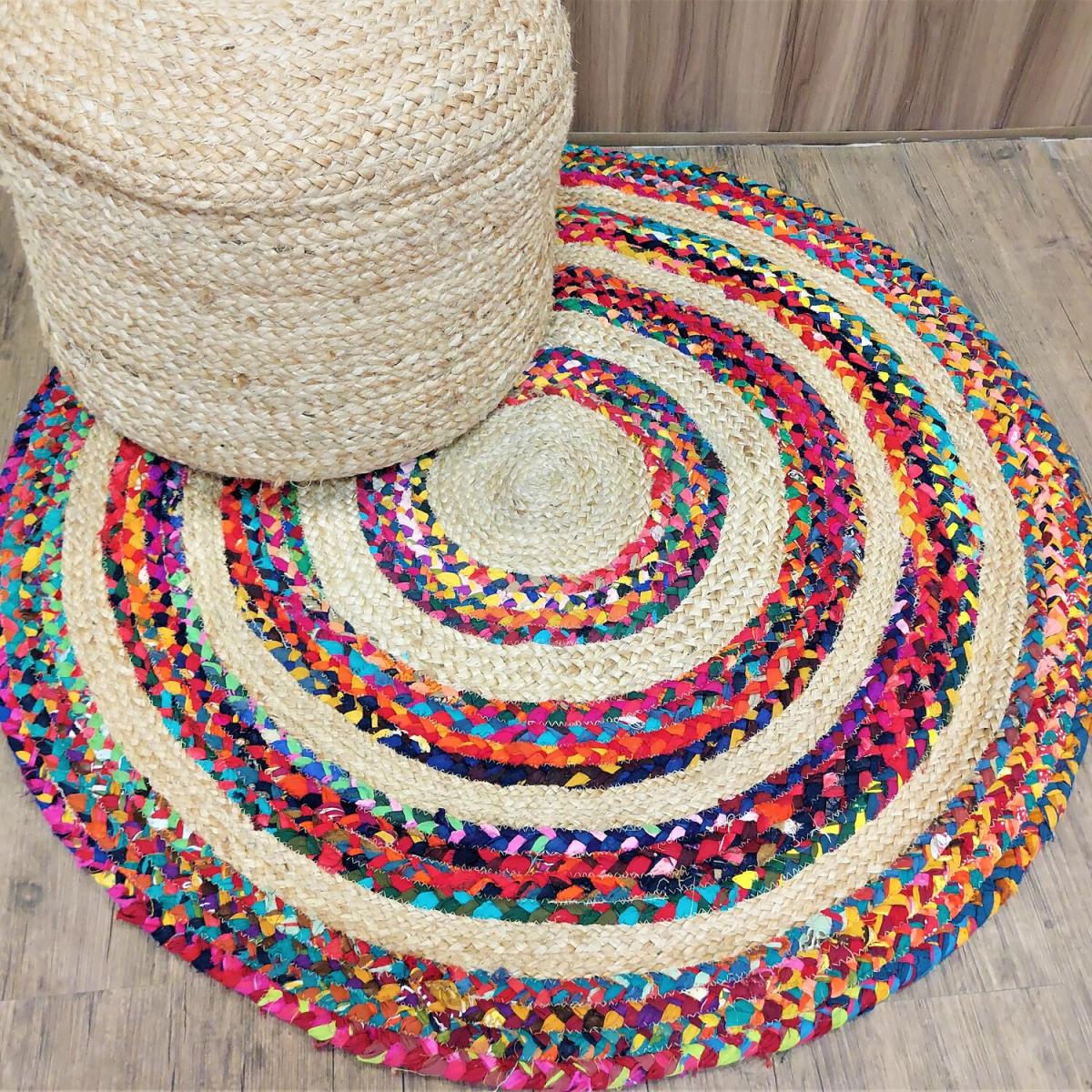 Braided Jute Rug - Multi / 120cm – image 2