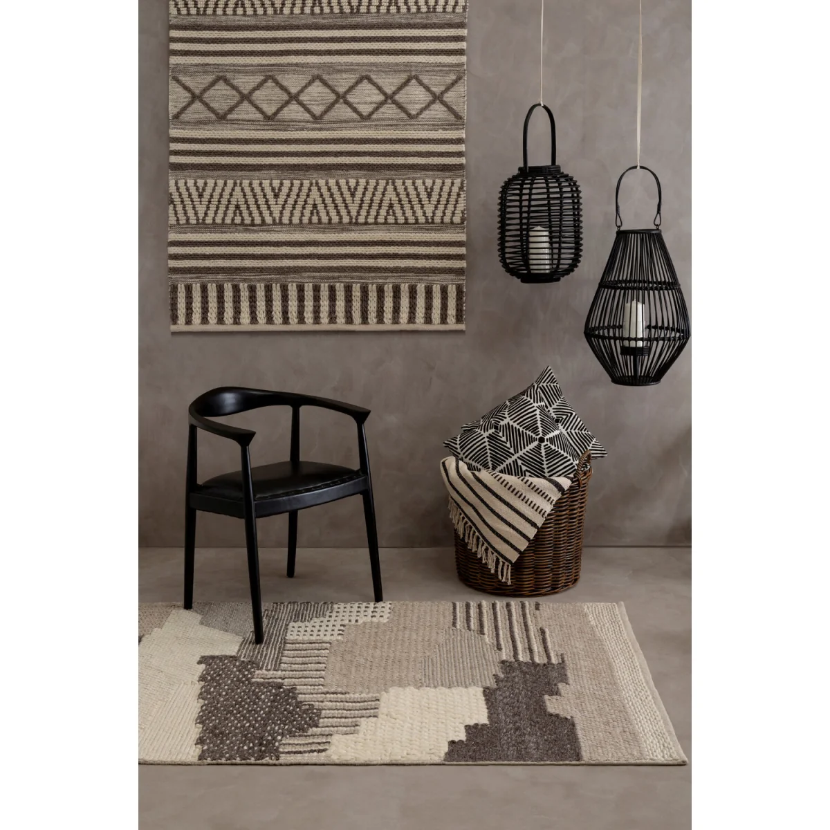 Madras Cotton Rug - Black & White – image 2