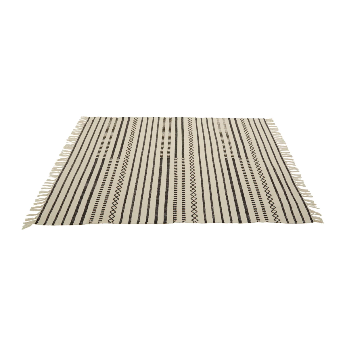 Madras Cotton Rug - Black & White – image 1