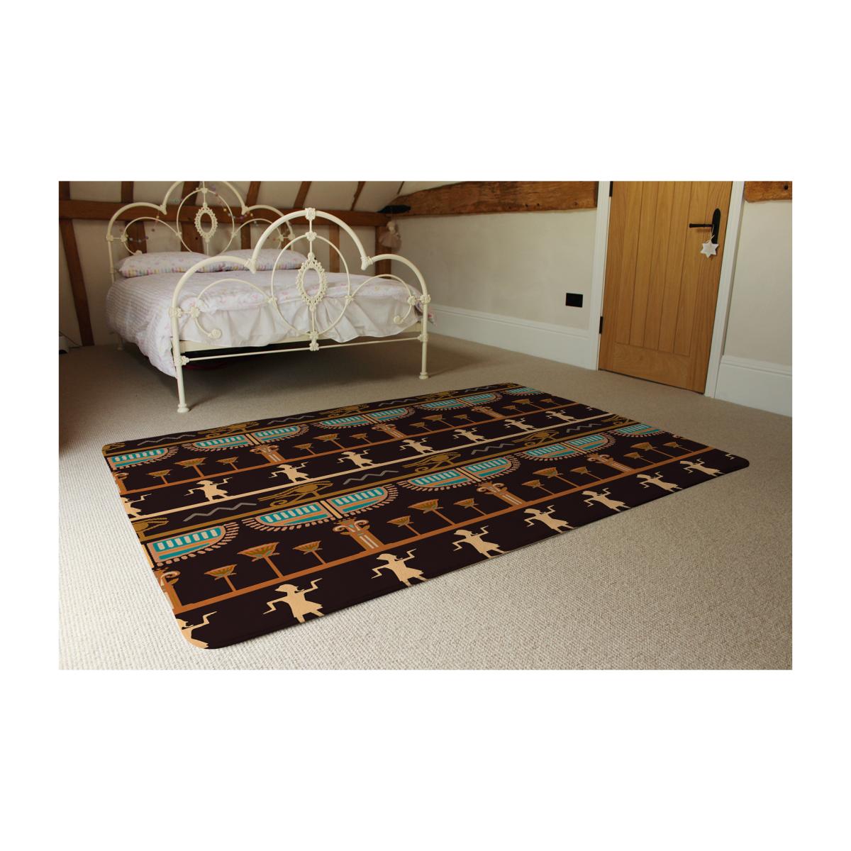 Orange Black Hieroglyphs Rug - Black / 230cm – image 1