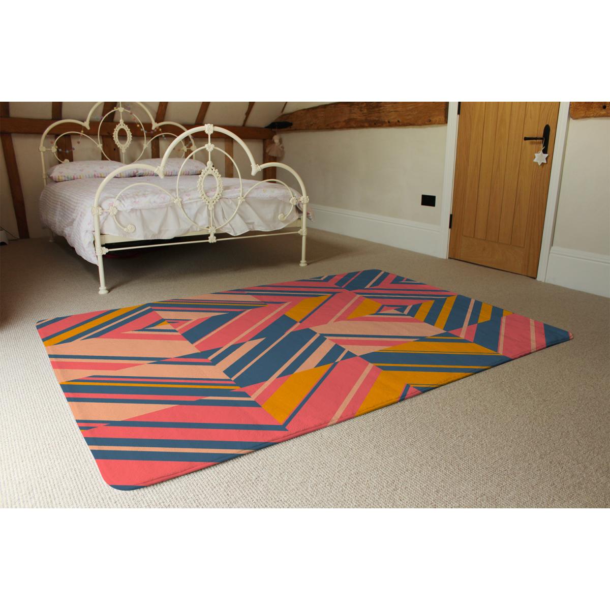 Striped Bright Geometric Pattern Rug - Orange / 150cm – image 2
