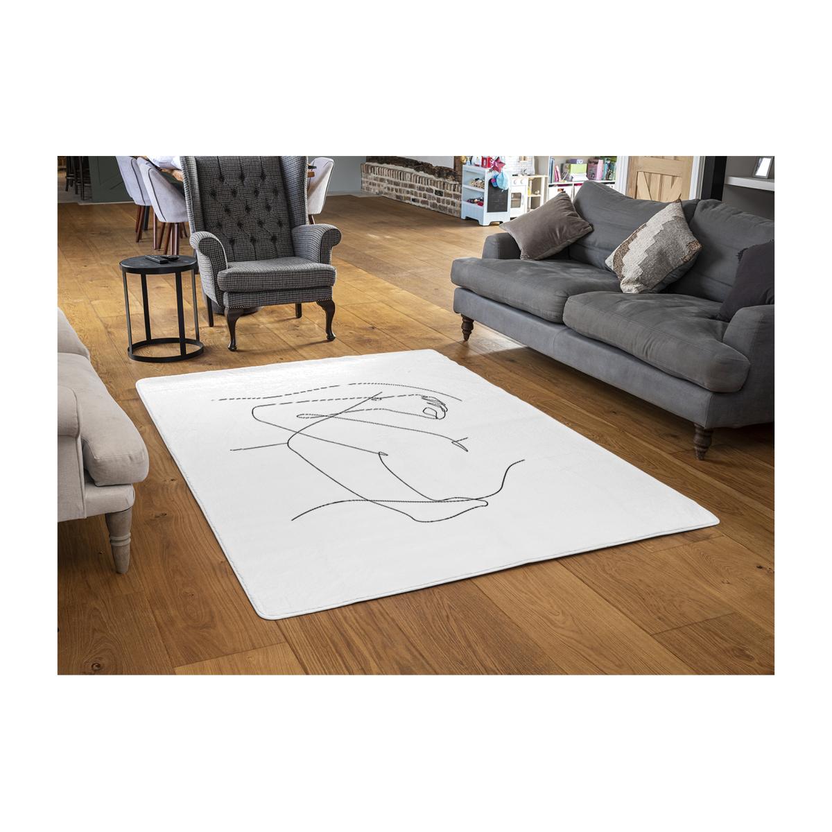 Line Art Hug Designer Rug - White / 110cm – image 1