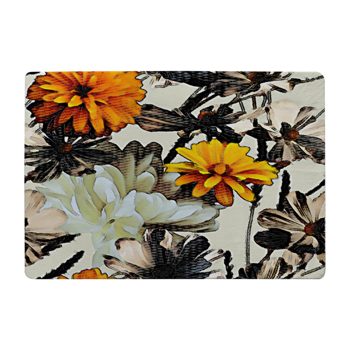 Orange Flower Print Rug - Orange / 110cm – image 1