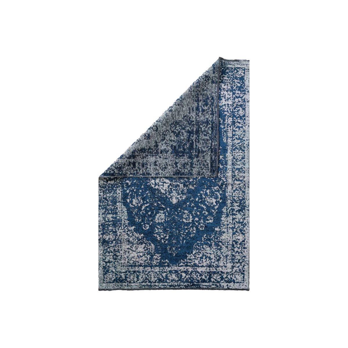 Navy Blue Distressed Traditional Medallion Reversible Chenille Living Area Rug - Navy / 170 x 115cm – image 1