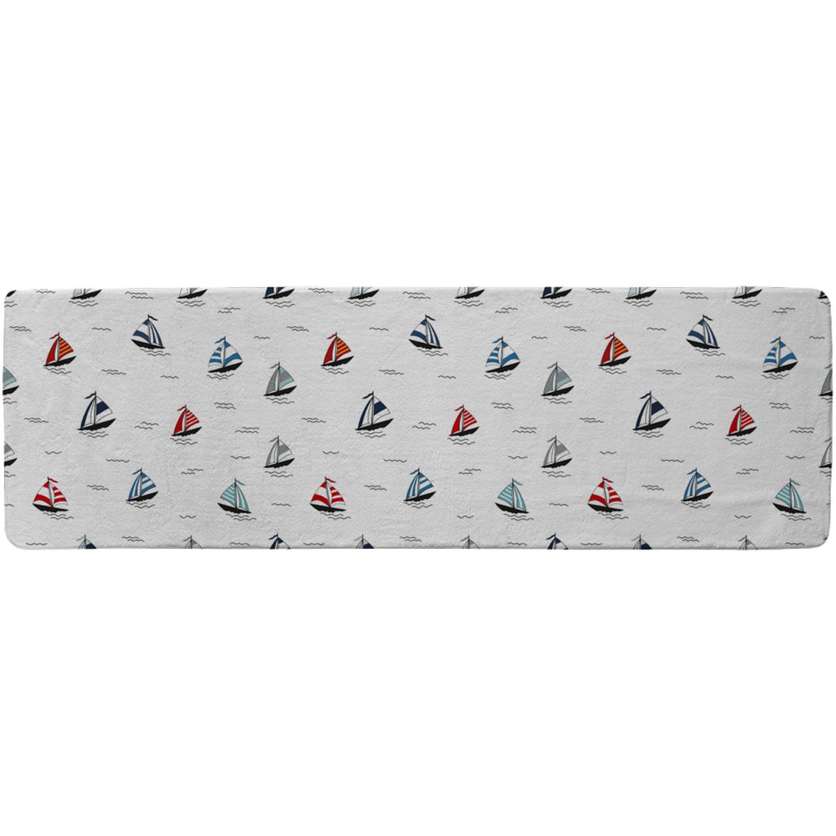Red Blue Sailboats Runner Rug - Blue – image 2