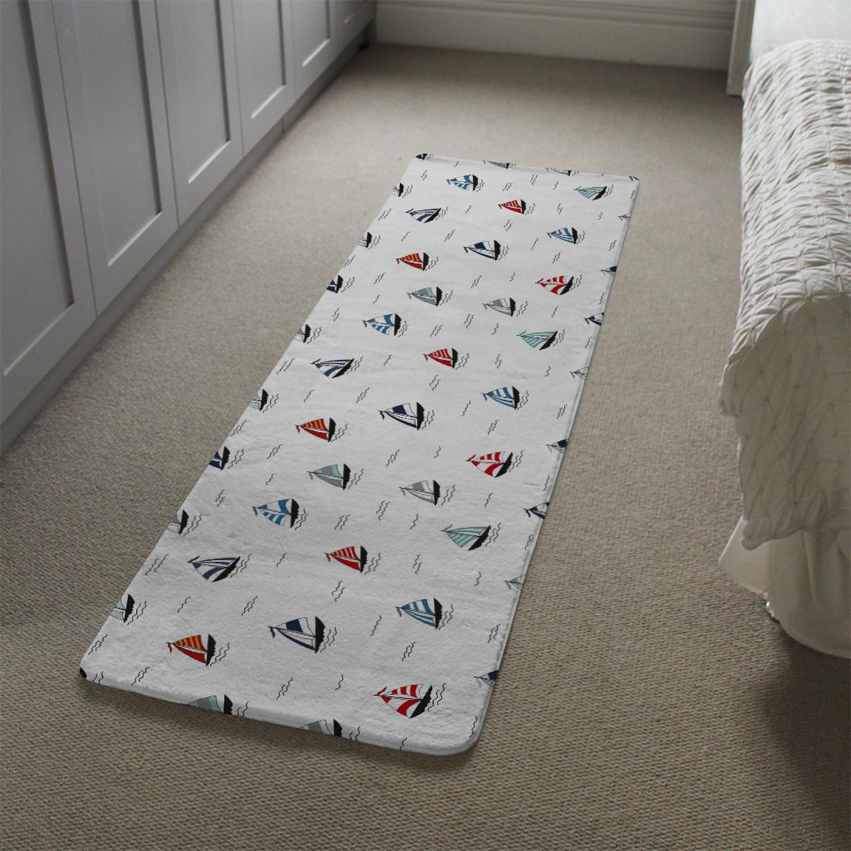 Red Blue Sailboats Runner Rug - Blue – image 1