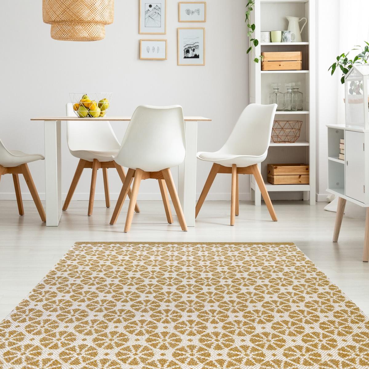 Mustard Geometric Eco Friendly Flatweave Rug - Regen - Yellow / 230cm – image 1
