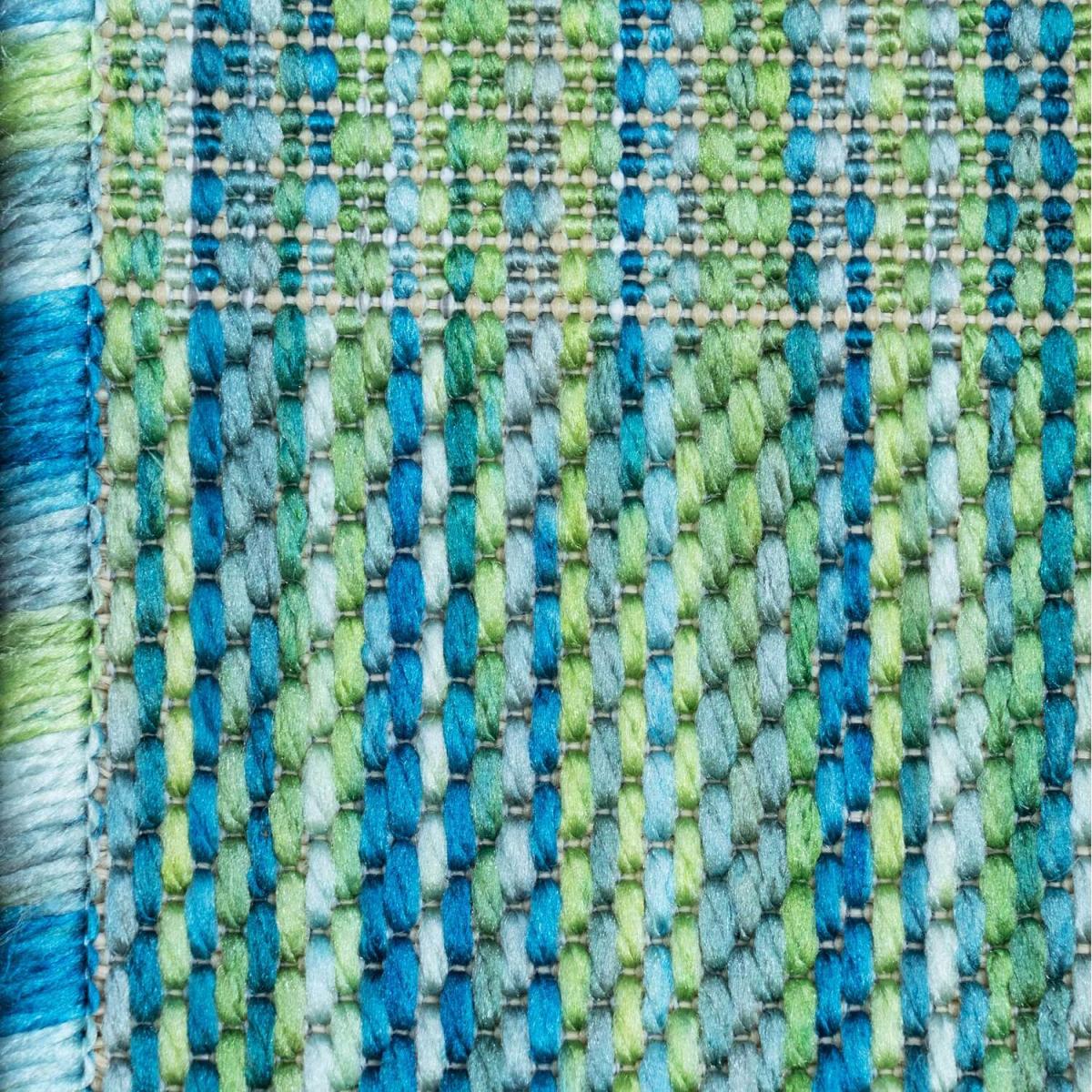 Blue Green Durable Soft Plastic Mottled Flatweave Indoor Outdoor Area Rug - Sea Green / 170 x 120cm – image 4