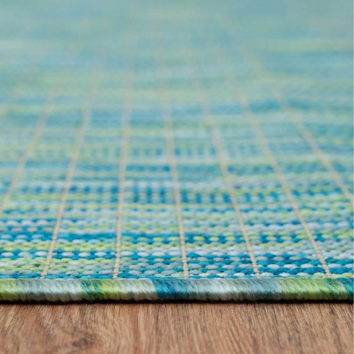 Blue Green Durable Soft Plastic Mottled Flatweave Indoor Outdoor Area Rug - Sea Green / 170 x 120cm – image 7