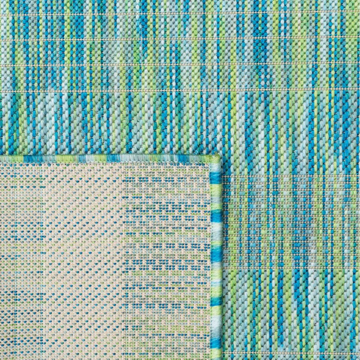 Blue Green Durable Soft Plastic Mottled Flatweave Indoor Outdoor Area Rug - Sea Green / 170 x 120cm – image 8