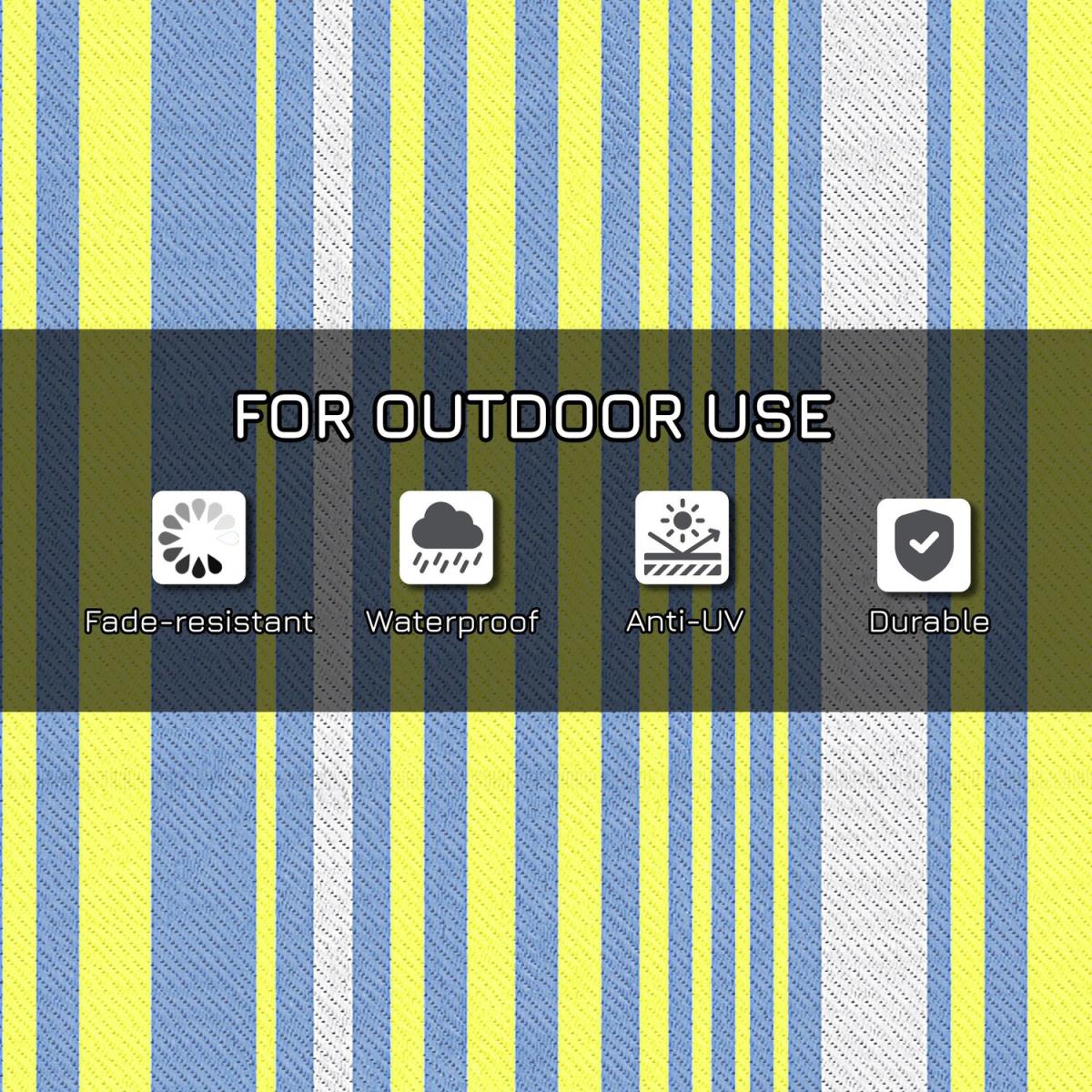 Reversible Outdoor Rug, Waterproof Plastic Straw Mat - Yellow – image 2